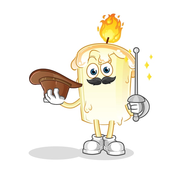 Candle fencer character cartoon mascot vector