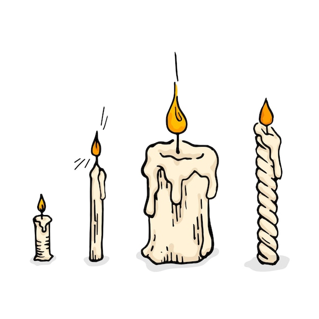 The candle flame is lit by a white candle retro old line art etching vector