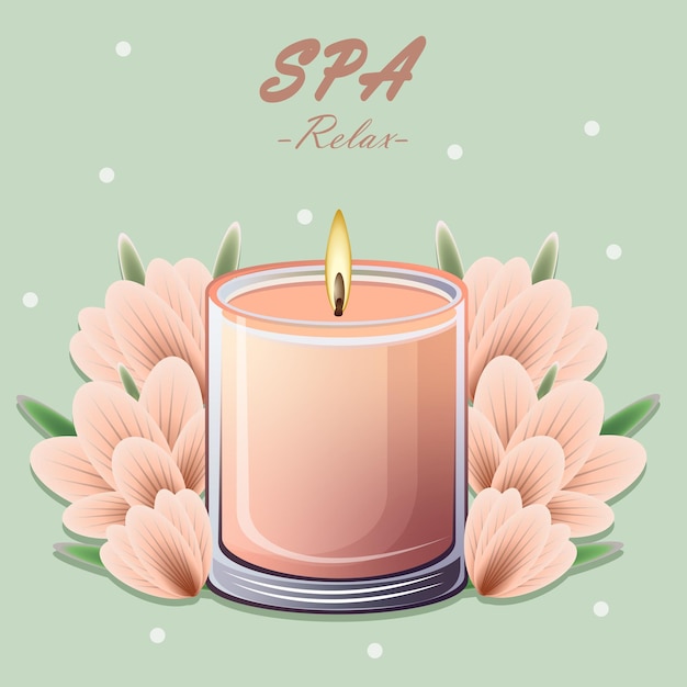 Vector candle and flower spa relax