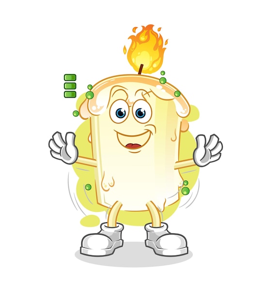 Candle full battery character. cartoon mascot vector