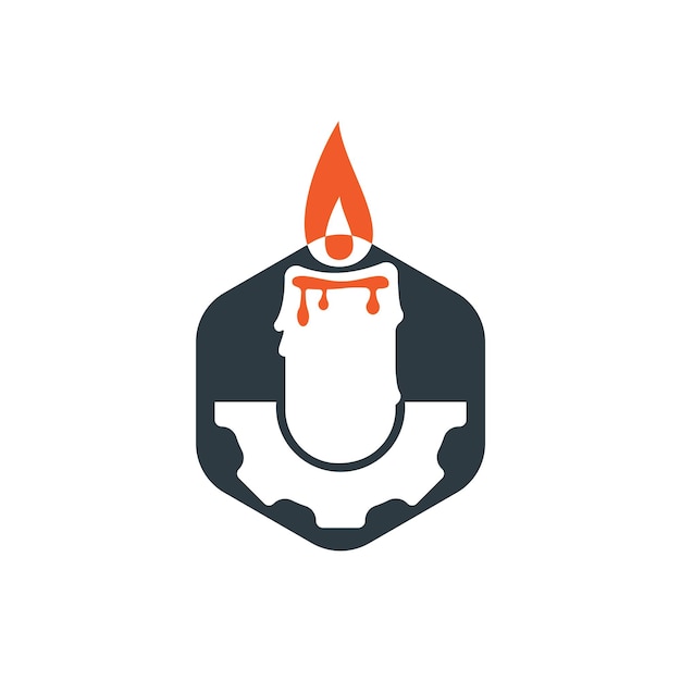 Candle gear vector logo design