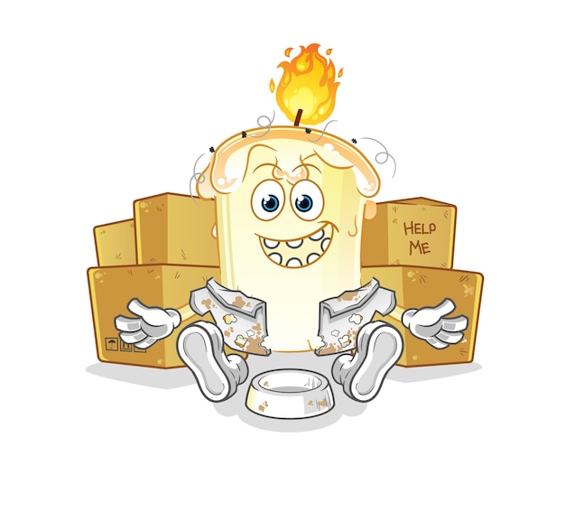 Candle homeless character. cartoon mascot vector