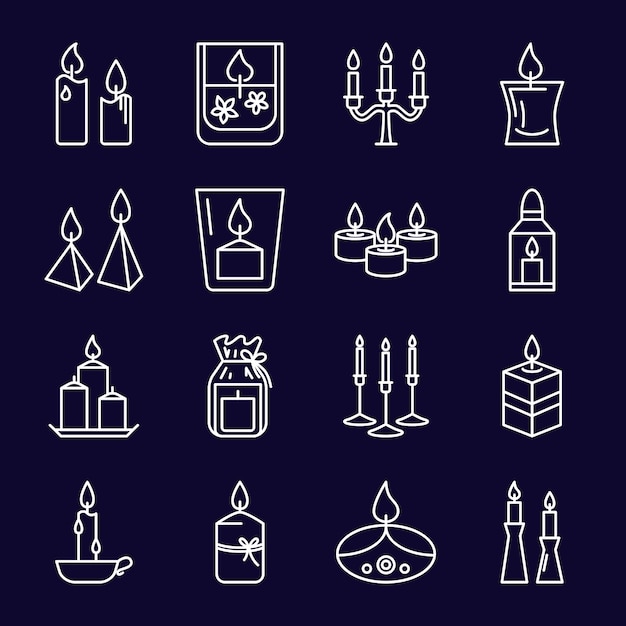 Candle icons set