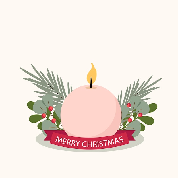 Candle is round. Christmas. Vector graphics