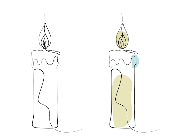 Vector candle light continues line art drawing