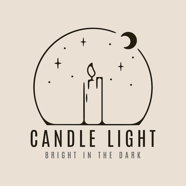 candle light line art logo icon and symbol with emblem vector illustration minimalist design