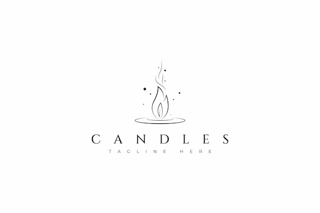 Candle light minimalist logo romance luxury business ornament and decoration sign symbol