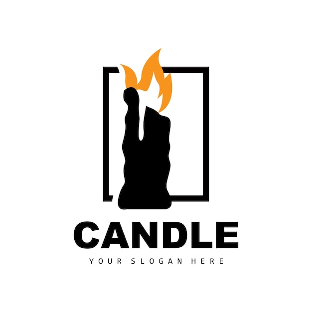 Logo di candela elegante e romantica cena a lume di candela flame light design spa tradizionale vettore di candela