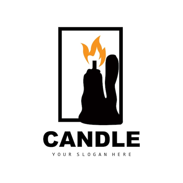 Candle Logo Elegant Romantic Candle Light Dinner Flame Light Design Traditional Spa Candle Vector