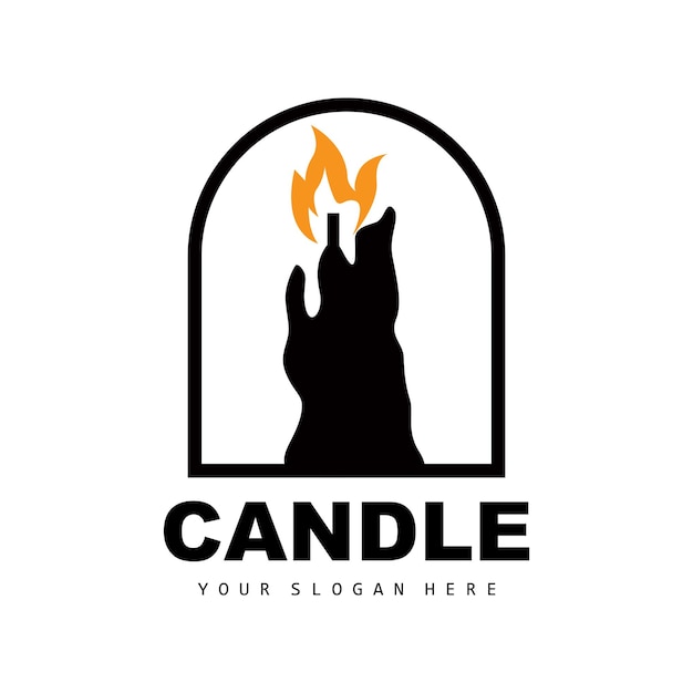 Logo di candela elegante e romantica cena a lume di candela flame light design spa tradizionale vettore di candela