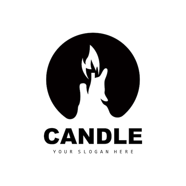 Candle logo elegant romantic candle light dinner flame light design traditional spa candle vector