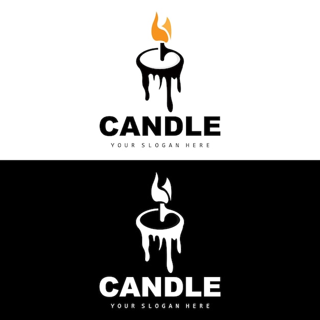 Candle Logo Elegant Romantic Candle Light Dinner Flame Light Design Traditional Spa Candle Vector