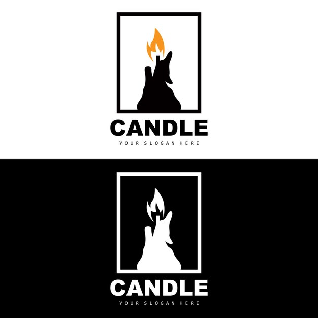 Candle Logo Elegant Romantic Candle Light Dinner Flame Light Design Traditional Spa Candle Vector