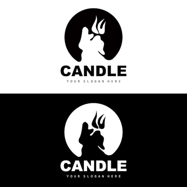 Logo di candela elegante e romantica cena a lume di candela flame light design spa tradizionale vettore di candela