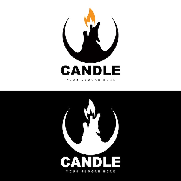 Logo di candela elegante e romantica cena a lume di candela flame light design spa tradizionale vettore di candela