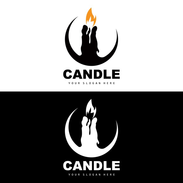 Candle Logo Elegant Romantic Candle Light Dinner Flame Light Design Traditional Spa Candle Vector