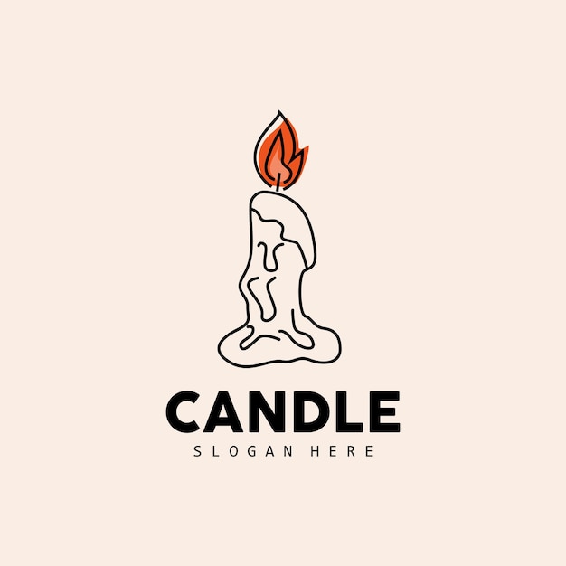 Candle Logo Elegant Romantic Candle Light Dinner Flame Light Design Traditional Spa Candle Vector