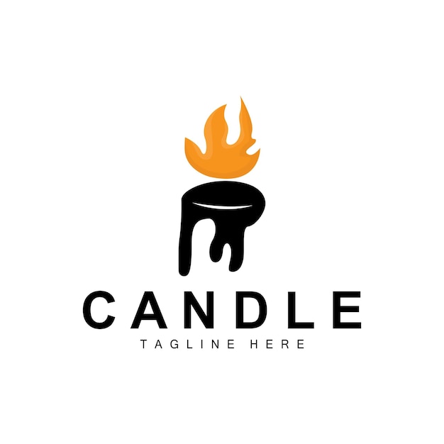 Candela logo flame lighting design burning luxury vector illustration template icon