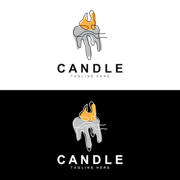 Candle Logo Flame Lighting Design Burning luxury Vector Illustration Template Icon