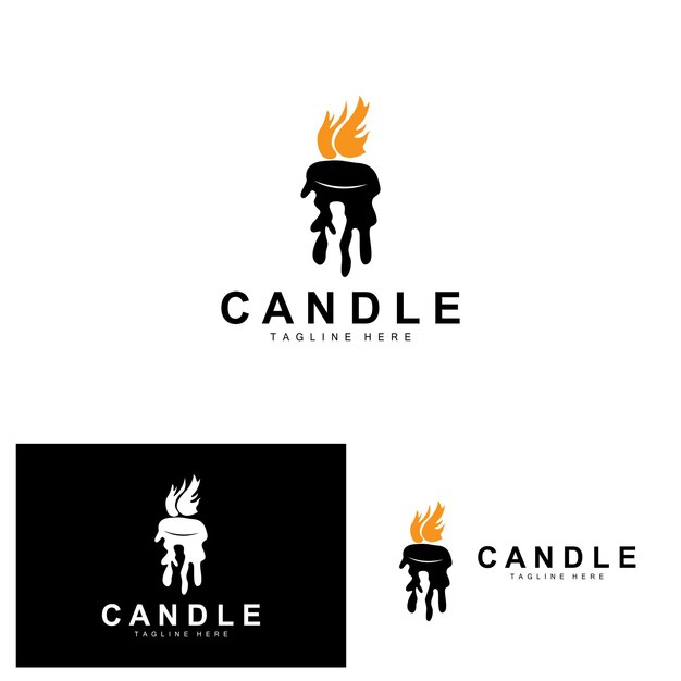 Candle Logo Flame Lighting Design Burning luxury Vector Illustration Template Icon