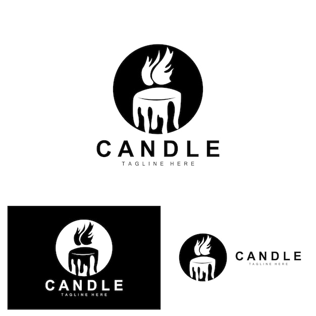 Candela logo flame lighting design burning luxury vector illustration template icon