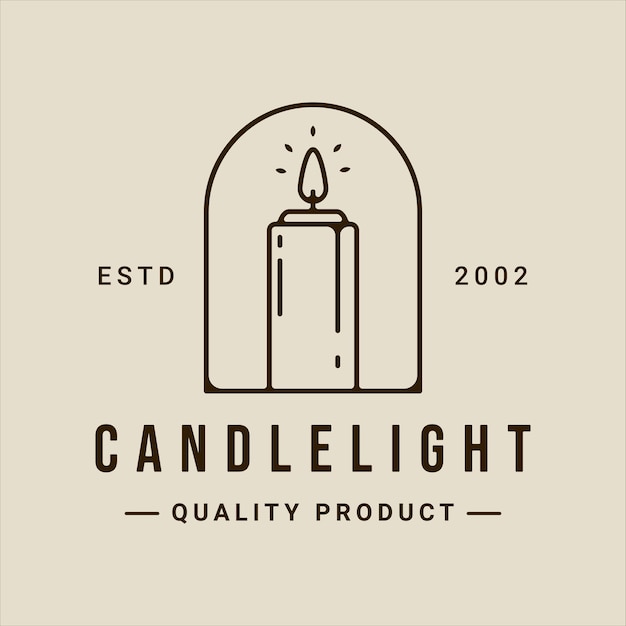 Candle logo line art vector simple minimalist illustration template with badge icon graphic design