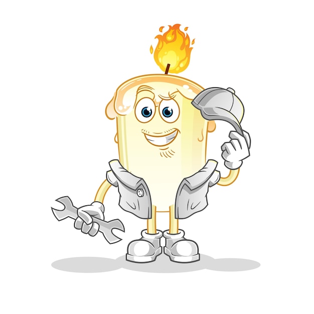 Candle mechanic cartoon cartoon mascot vector