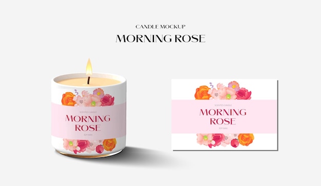 Vector candle mockup template botanical mix of flowers label