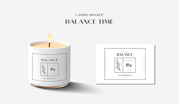 Candle mockup template outline minimalistic label