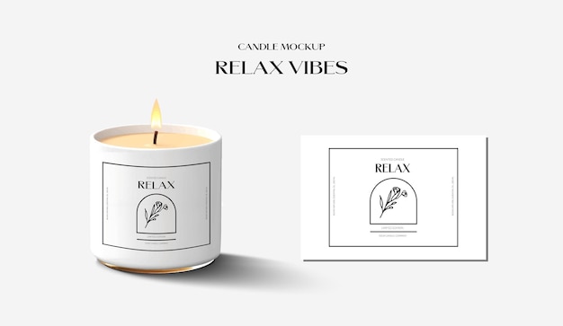 Vector candle mockup template outline minimalistic label