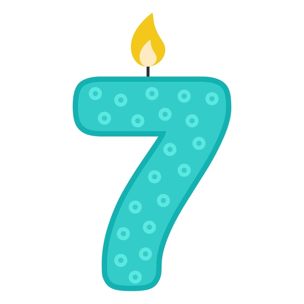 Vector candle number seven vector illustration