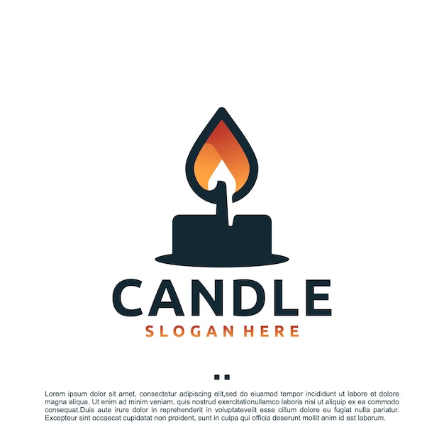 Vettore candela, romanticismo, modello di progettazione del logo