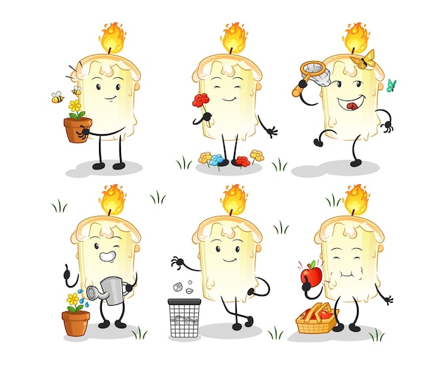 Candle save the earth group cartoon mascot