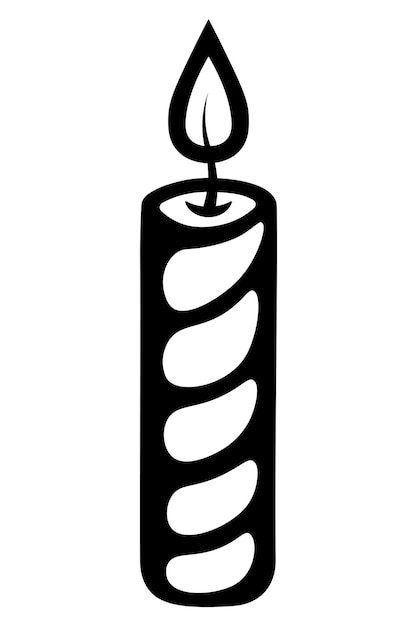 Candle Sketch Burning flame of a twisted candle Decoration for a birthday cake Doodle style