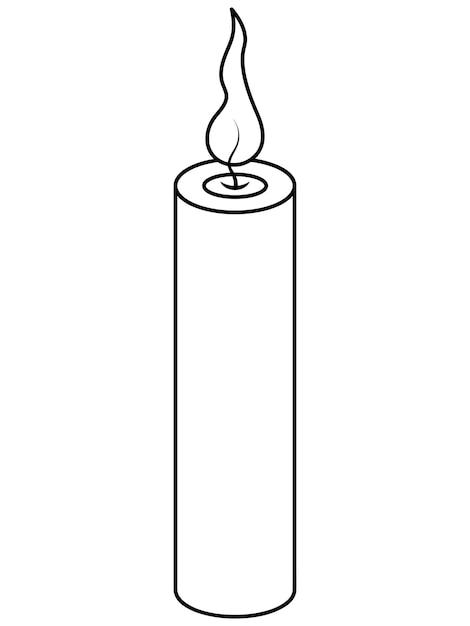 Vector candle sketch doodle style magic attribute hot wax drips hot flame