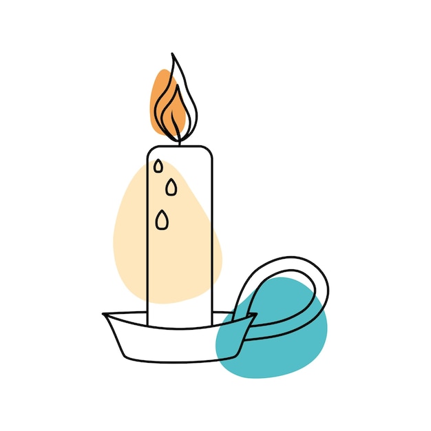 Candle in the style of line art with colored spots