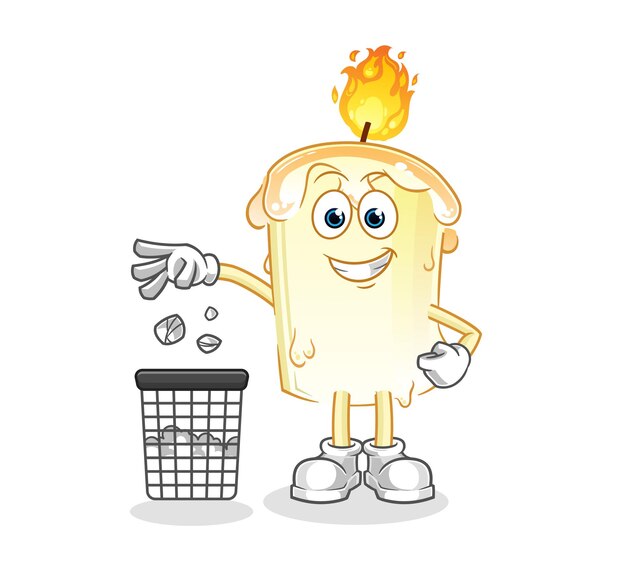 Candle Throw garbage mascot cartoon vector