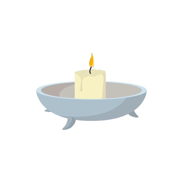 Vector candle with candlestick cartoon icon on a white background