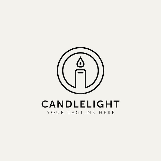 Candlelight minimalist line art logo icon template vector illustration design