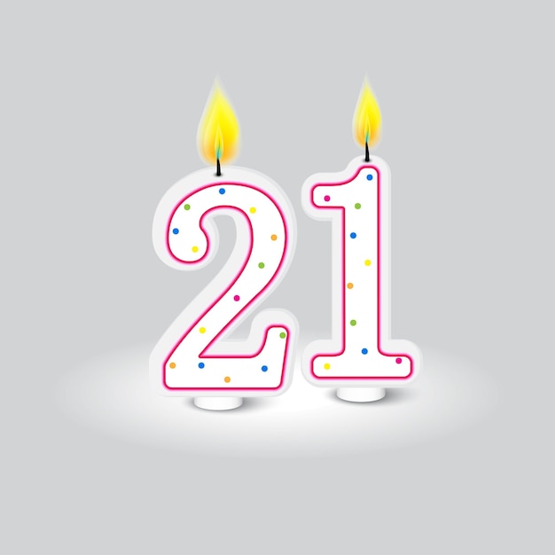 Vector candles form twenty one comingofage celebration polka dot festivity vector illustration eps 10