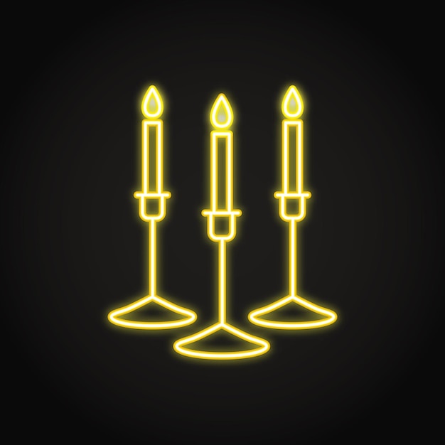 Vector candles in holder neon icon