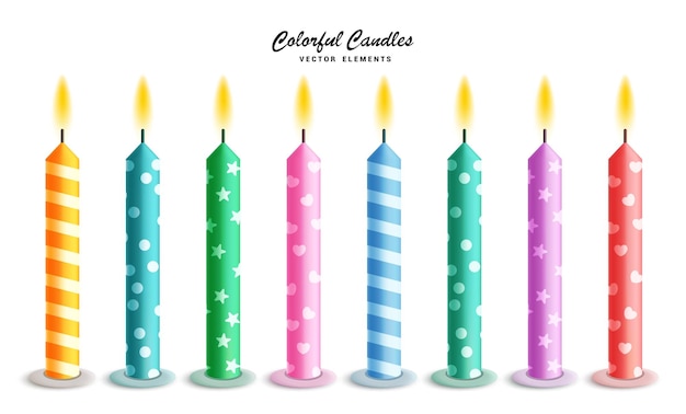 Vector candles set vector design birthday colorful candle for events anniversary and occasion elements