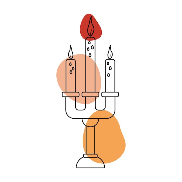 Candele in stile line art con macchie colorate