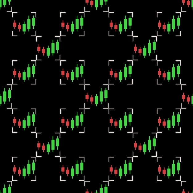 Candlestick Chart Analysis vector Crypto Trading gekleurd naadloos patroon