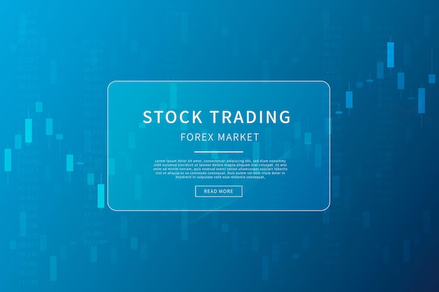 Grafico a candela nell'illustrazione del mercato finanziario su sfondo blu forex trading graphic design concept