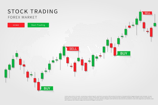 Candlestick chart in financial market illustration on white background forex trading graphic design concept