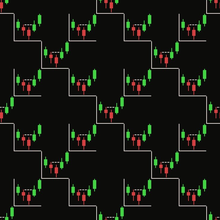 Vector candlestick chart vector crypto trading colored seamless pattern