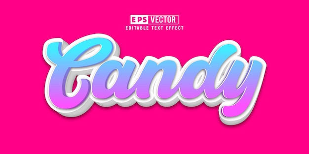 Candy 3d bewerkbare teksteffect vector met achtergrond