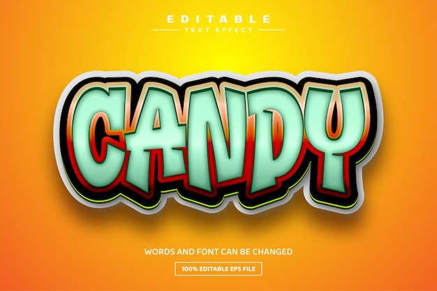 Vettore modello di effetto testo modificabile candy 3d