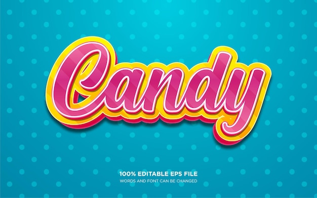 Candy 3d редактируемый текстовый эффект вектор с фоном